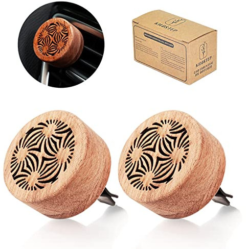 KILOSTEP Auto Aromatherapie Diffusor, 2 Stück Holz Diffusor mit Lüftungsclip, Holzdiffusor mit langanhaltendem Aroma und Auto-Design
