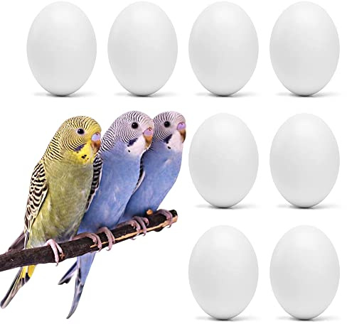 WOLEDOE 8Pcs Fake Bird Eggs, Stop Egg Laying fit Parrotlet, American Parakeet, Budgie, Diamond-Dove Artificial Eggs 14mm*19mm