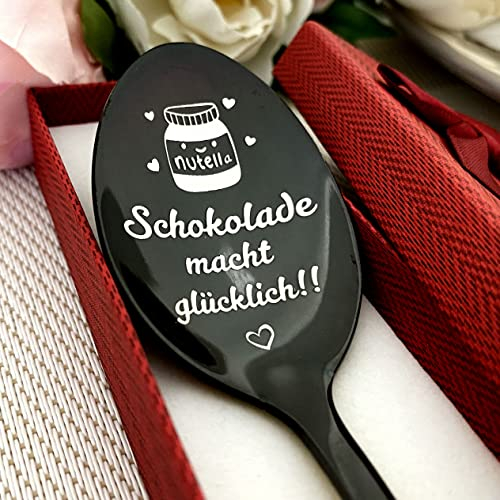 Löffel für Schokolade-Liebhaber Geschenk Schokolöffel Dessertlöffel mit Individuelle Gravur. Wählen Sie die Größe der Löffelfarbe und Text.