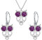 Schmuckset für Damen Ohrringe Silber 925 Hängend Eule Weisheit - Kette Damen mit Anhänger Schmuck Set für Sie mit Kristallen - Ohrringe Hängend und Halskette Mädchen Geschenk Frauen (Amethyst)
