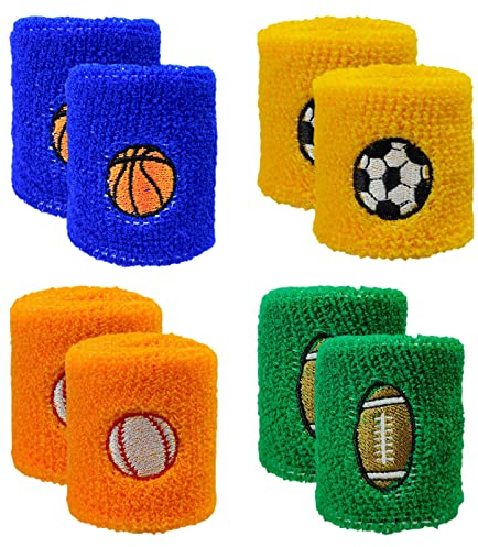 EACHPT Schweißband Handgelenk,8 Stück Schweißband Set, Schweissband Kinder Arm, Kinder Sport Armbänder Bunte Handgelenk Schweißbänder Baumwolle Frottee Armbänder Fitness-schweißbänder