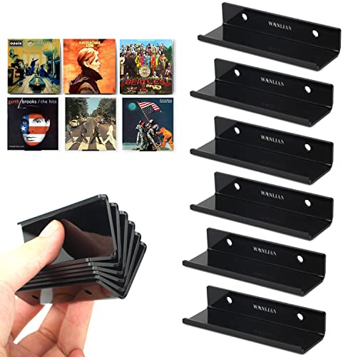 Lot de 6 Supports muraux pour étagère à disques en Vinyle Transparent, Support de Disque en Acrylique pour Album LP dans la décoration de Bureau
