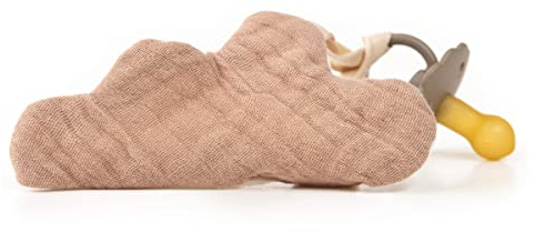 Schnullerhalter aus Musselin, Wolke aus Musselinstoff/Fleece mit Befestigung für Nuckis (Natur)