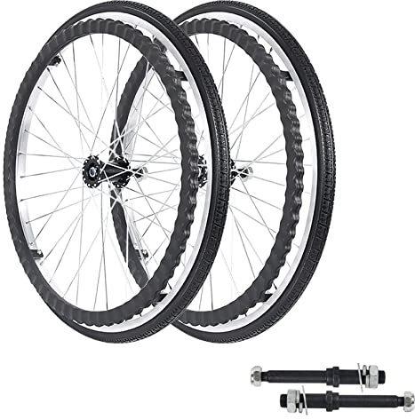 ESOYAWE 24 Zoll Rollstuhlräder Rollstuhlrollen Satz Von 2, Einfach Zu Scrollen Rollstuhlhinterrad Mit Achse, rutschfeste Pannensicheres Nicht-pneumatisch Solide Polyurethan Ersatzrollen (Color : Blac