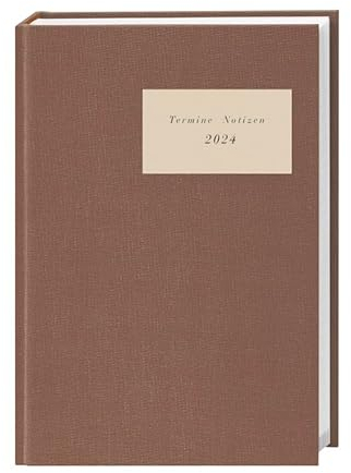 Terminer Leinen Sand - Kalenderbuch A5 - Mit vertikalem Kalendarium - Kalender 2024 - Heye-Verlag - Taschenkalender mit viel Platz für Eintragungen - 15,2 cm x 21,5 cm