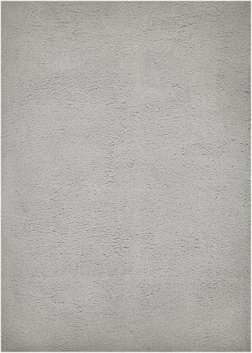 andiamo Teppich San Paolo, moderner stilvoller Hochflorteppich Wohnzimmer und Schlafzimmer, Florhöhe ca. 27 mm, geeignet für Fußbodenheizung, 60 x 130 cm Grau