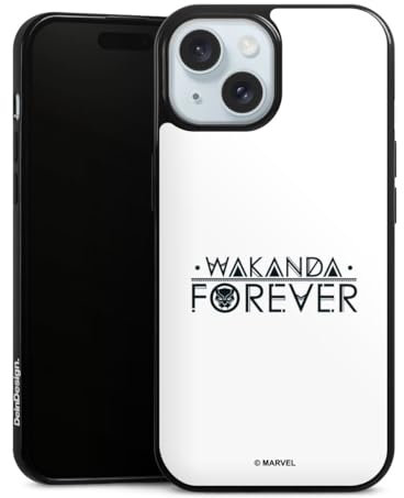 Slim Case extra dünn kompatibel mit Apple iPhone 15 Silikon Handyhülle schwarz Hülle Black Panther Marvel Wakanda