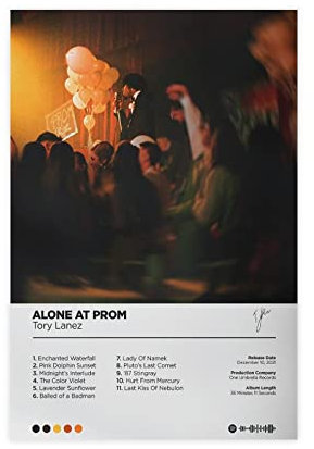 Tory Lanez Poster Alone at Prom Album Cover Poster 8 Leinwand Poster Schlafzimmer Dekor Sport Landschaft Büro Zimmer Dekor Geschenk 30 x 45 cm