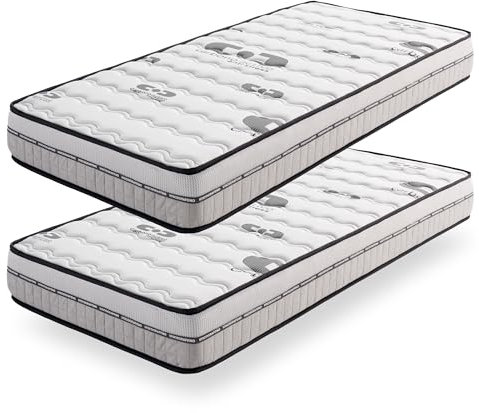 Naturalex - Matratze 70x190 cm - Pack x2 - Visco-Carbone - Weich - Blue Latex Matratze mit Aktivkohle - HR-Schaum - Anti-Stress - 7 Zonen Matratze - Höhe 15 cm - Öko-Tex Zertifiziert
