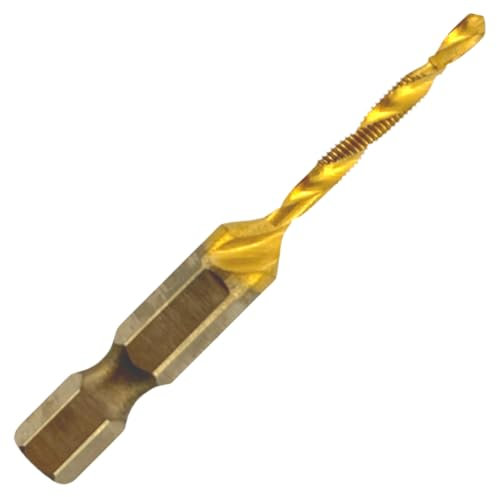 Rennie Tools - M3.5 x 0.6 Combination Drill and Tap Bit, 1/4 Hex Shank. Metric Coarse Titanium Coated HSS Spiral Flute Drilling Tapping Tool. 3.5mm x 0.6mm Pitch Drill Bit.