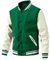 Herrenmode Varsity Jacke Lässige gesteppte Bomberjacke mit Lederärmeln College-Baseball-Jacke aus Wollmischung (Grün,XXL)