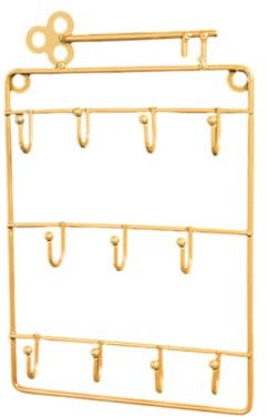 Porte-clés Mural en Métal avec Crochet, Organisateur de Bijoux, Présentoir de Bijoux, Support Suspendu pour clés Boucles d'oreilles Collier Bracelets Anneaux (Doré)