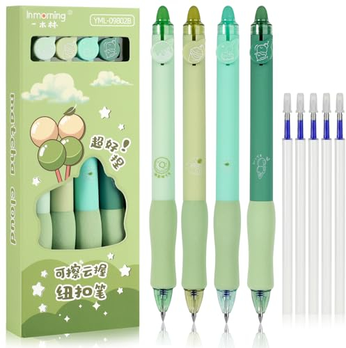 Generisch Radierbarer Kugelschreiber, Pack of 4 Gelstifte Radierbar, Erasable 0.5 mm Tintenroller Pen with 5 Refills, Gel Pens for Children, Students, School, Office (Blue) (Braun)