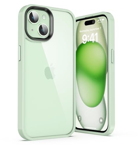 ULAK for iPhone 15 Case Clear, [Anti-Yellow] Heavy Duty Protection Transparent Shockproof Rugged Cover Soft TPU Hard Bumper Safe Grip Protective Light Cover for iPhone 15 6.1 - Light Green