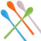 Qianyu 4 Pcs Long Handle Mixing Spoon Colorful Long Handle Spoon Plastic Ice Cream Tall Iced Tea Spoons Sundae Longdrink Spoons for Coffee Latte Cocktail Dessert Kitchen Cooking Stirring