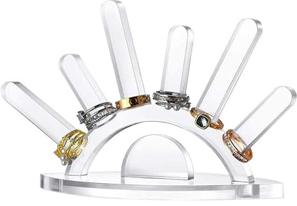 xiruiubao Soporte de anillas, Desmontable Expositor para Anillos Acrílico, Organizador de Anillos, Expositor de Joyas para Anillos, Pulseras, Collares, Pendientes y Relojes (Transparente)
