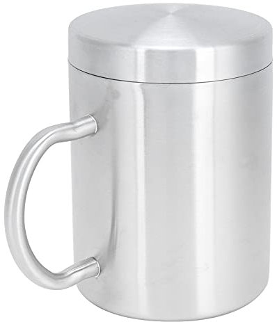 Chope à Bière Double Couche en Acier Inoxydable, avec Couvercle à Poignée, pour la Maison et l'été (Gobelet double couche 304 : grand avec couvercle)