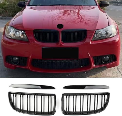 Haoyijiahui E90 Riñones Negro para BMW 3er E90 E91 Rejilla Dobles Parrilla 3er E90 E91 2005 2006 2007 2008 Touring (For 3er E90 2005-2008 PRE)