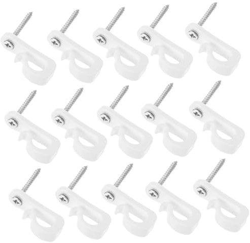 Warmhm 20 Sets Screw-in Hook Outdoor Hooks for Hanging Outdoor Rope Light Clips Gazebo Light Clips Screw Hooks for Hanging Fairy Light Hangers Outdoor Hanging Hooks Plastic White
