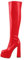VERISSON Plateau Stiefel Blockabsatz Langschaft Kniehohe Damenstiefel High Heels Boots Karree Spitze Glattoptik Rot 46 EU