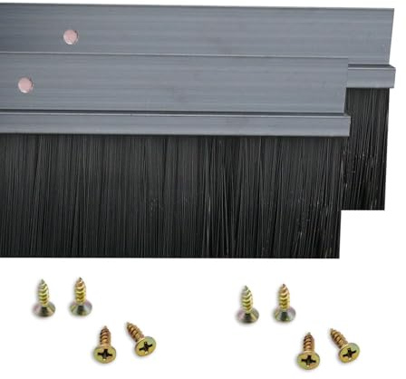 2 Stück Bürstendichtung Streifenbürste 1000mm x 60mm H-förmiger Aluminiumlegierungs-Halter Türdichtung Türbürste mit Nylonbürste
