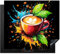 KitchenYeah© Herdabdeckplatte 60x52 cm Einteilig Herdabdeckung Abdeckplatte für Ceranfeld Abdeckung Induktionskochfeld Aufrollbare Matte Kaffee - Graffiti - Getränk - Abstrakt