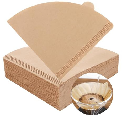 Adove Lot de 100 filtres à café coniques jetables, taille 02, 200 filtres en papier naturel non blanchi, 2 à 4 tasses, 2 cônes pour verser et machine à café goutte à goutte