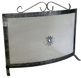 Parascintille fisso curvo 70x65cm in ferro battuto - Protezione da scintille per camini e stufe a legna