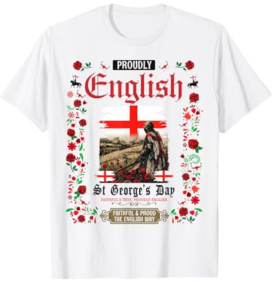 English St Georges Day Idea For Women & Rose English Flag T-Shirt