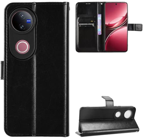 BellaCase Vivo V50 5G Coque [Étui Portefeuille] [Fonction Support] [Slots pour Cartes] [Couverture à Rabat Magnétique] Compatible avec Le Smartphone Vivo V50 5G(Noir)