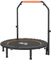 HOMCOM 45 Foldable Mini Trampoline Fitness Trampoline Rebounder for Adults with Adjustable Foam Handle, for Indoors, Outdoors, Cardio Training, Orange