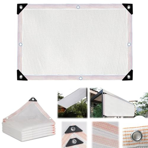 Toile d'ombrage blanche avec œillets en tissu durable à 55 % pour serres, terrasses, abris d'auto, jardins, 8 x 20 m