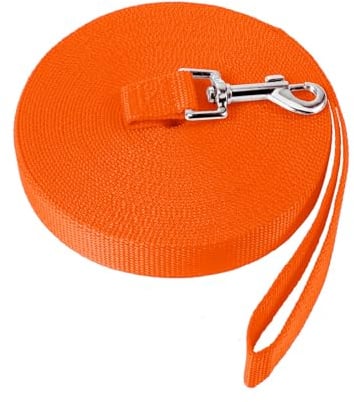 NavoX Training Lead for Dog 5m, 10m,15m, 20m, 30m, Extra Long Leash Strong Nylon Long line dog lead, Heavy Duty Hook for Large Medium and Small Dogs Orange