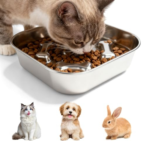 Anti Schling Napf Hund, Slow Feeder Hundenapf, Ø21,5 cm, Hundenapf Edelstahl 304, rutschfest Futternapf Für Hunde, Anti-Choke Schüssel Für Hunde Und Katzen, Interaktives Fütterungszubehör