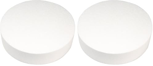 Rayher sphère polystyrène à 30 cm x 7 cm d épaisseur support polystyrène pratique pour présenter gâteau, gâteau bonbon, cake pop, etc. aussi idéal pour les activités d arts créatifs blanc (Lot de 2)