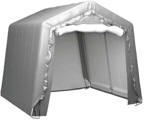 Bendmaxx Lagerzelt 240x240 cm Stahl grau PE wasserabweisendes Gerätehaus mit verzinktem Rahmen, mit Tür und 8 Zurrgurten, für Werkzeug und Rasenmäher Ordnung im Hof