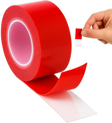 Brinox Cinta Doble Cara Extrafuerte, Cinta Adhesiva Doble Cara, Alta Resistencia Exterior e Interior, No Más Clavos, Cinta Adhesiva Doble Cara Multiusos, 19 mm Ancho y 5 metros de largo