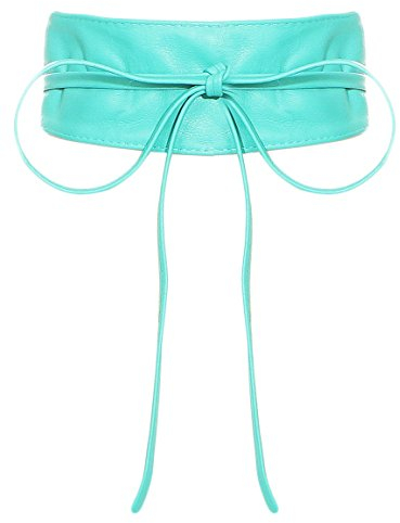 malito – Damen Taillengürtel aus 100% weichem Echtleder – Onesize Bindegürtel mit verstellbarem Taillenband – breiter Wickelgürtel mit Schleife – Hüftgürtel G100 (Türkis)