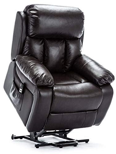 More4Homes CHESTER DUAL MOTOR ELECTRIC RISER RECLINER ARMCHAIR MOBILITY BONDED LEATHER MASSAGE HEATED CHAIR (Brown)