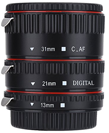 Anelli Adattatori Obiettivo Tubo di Prolunga Macro Messa a Fuoco Automatica, Adatto per Canon EOS EF Mount, 3 Anelli Formano 7 Combinazioni Diverse (13mm, 21mm, 31mm)