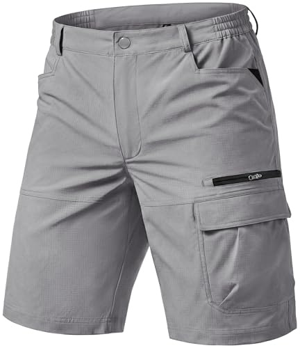 TACVASEN Uomo Pantaloncini Cargo da Arrampicata ad Asciugatura Rapida con Multi Tasche, Grigio Chiaro, 38