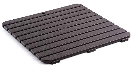 Inbagno Pedana Tappeto Doccia Antiscivolo 55x55 Quadrata in plastica Effetto Legno (Marrone)