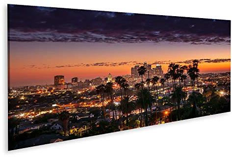 islandburner Bild auf Leinwand Schöner Sonnenuntergang Palmen Los Angeles Kalifornien Bilder Wandbilder Poster