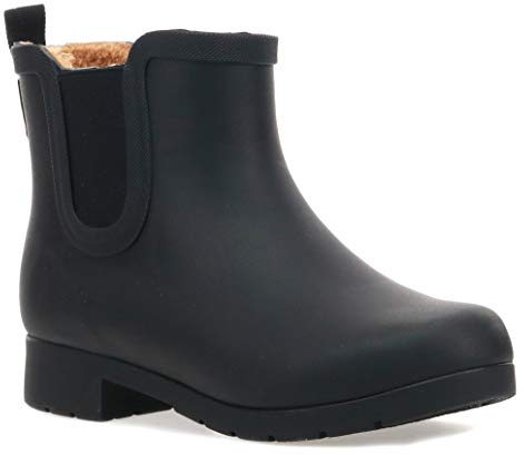Chooka Women's Waterproof Plush Chelsea Bootie Chelsea Boot, Delridge Black, 10 M