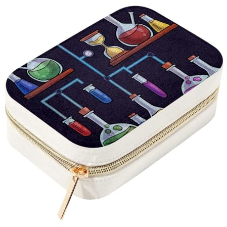 RODAILYCAY Science Lab Zeichenkonzept, Samt-Reise-Schmuckschatulle, tragbare Schmuck-Aufbewahrungsbox, Schmuckständer für Halsketten, Ringe, Ohrringe, Armbänder