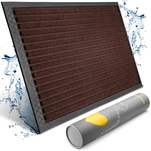 Bodenständig Fußmatte außen - extrem rutschfest & langlebig - Fußabtreter außenbereich braun 40x60cm - Türmatte in Perfekter Größe für die Haustür - Fussmatte aussen - Türvorleger gestreift