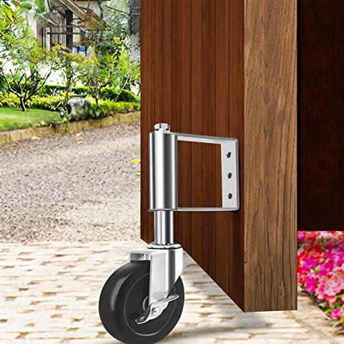 Torrolle Rubber Federbelastete Lenkrolle Heavy Duty Torrad Gefedert Rad für Tor Torlaufrolle, robuste Torradlast-Federlaufrolle mit Universeller Montageplatte für Holztore (5 Inches)