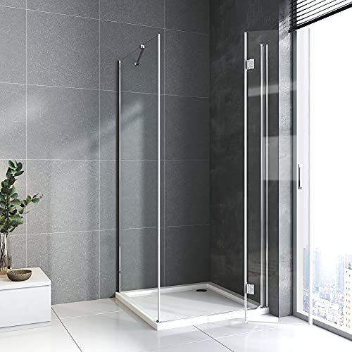 BD-Baode Duschkabine Eckeinstieg 75x90x195 cm 180° Falttür Duschabtrennung mit Seitenwand 6mm ESG Sicherheitsglas Nano Glas Duschwand