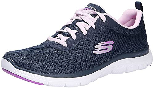 Skechers Damen Flex Appeal 4.0-Brilliant V Sneaker, Navy Mesh/Lavender Trim, 39.5 EU