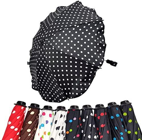 BAMBINIWELT Sonnenschirm Sonnenschutz für Kinderwagen Buggy Jogger universal UV50+ PUNKTE (schwarz weiße Punkte)